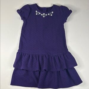 Gymboree Toddler Girls' Purple Embellished Dress with Flutter Cap‎ Sleeves